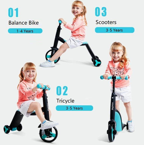 ពហុមុខងារ 3 in 1 Kids Balance Bike / Scooter / Tricycle With Hand Push Rod